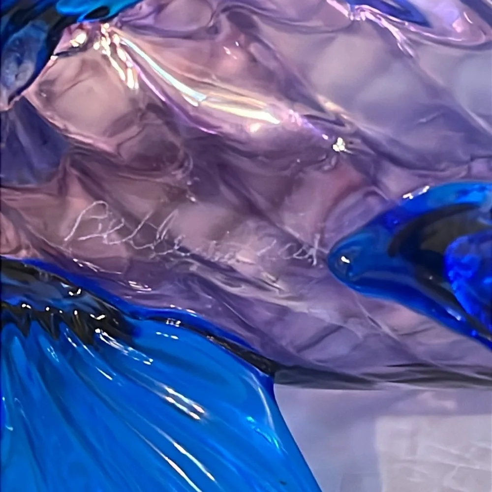 Belleau Blue and Purple Glass Fish Figurine